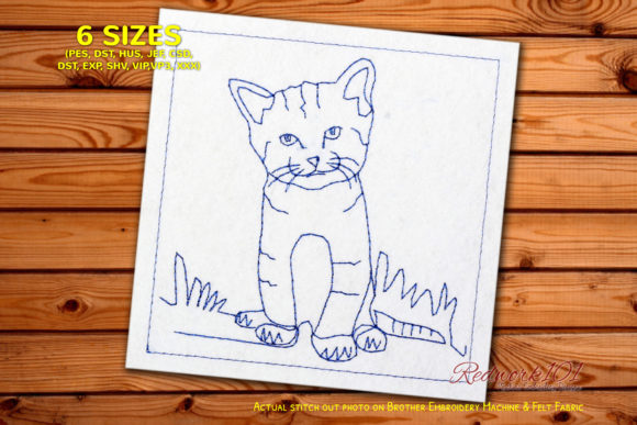 Review: Sitting Newborn Kitten Redwork Design