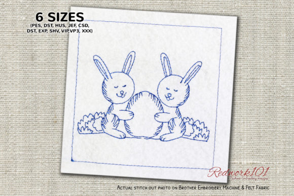 Review: Two Bunnies with Easter Egg Redwork Design